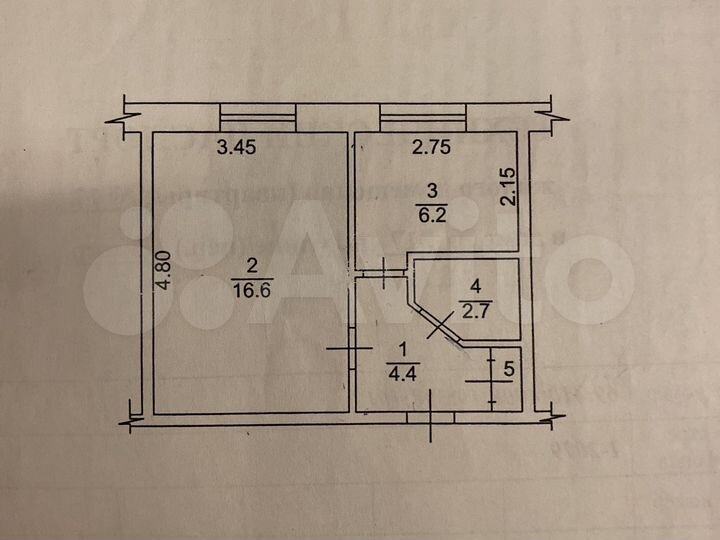 1-к. квартира, 30,2 м², 1/5 эт.