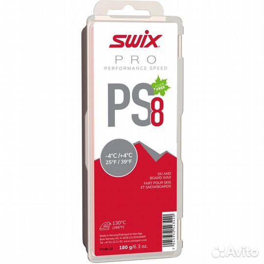 Парафин swix PS8 Red -4C/ +4C, 180g