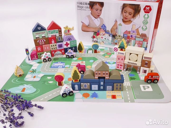 Конструктор Город из деревянных блоков