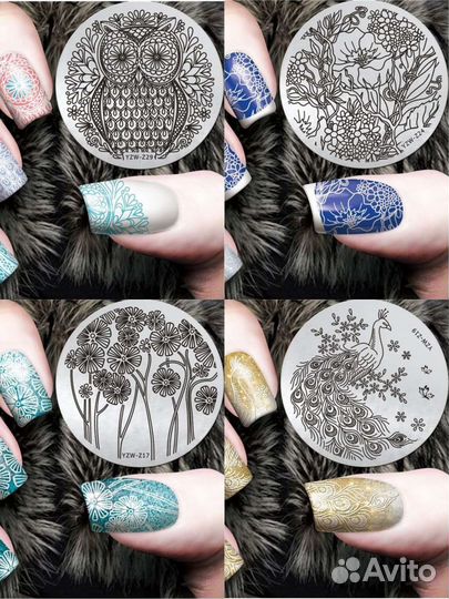 Новый набор пластин стемпинг 4 шт лот маникюр