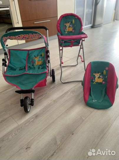 Игрушечный набор коляска и переноска