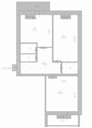 2-к. квартира, 61,3 м², 5/5 эт.