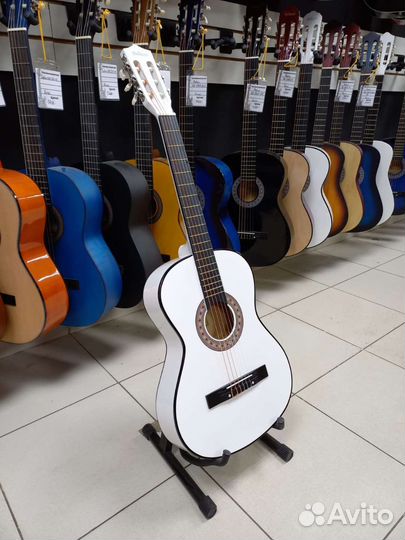 Белая Классическая гитара Новая глянец