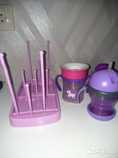 Сушилка для детских бутылочек+стакан-непроливайка