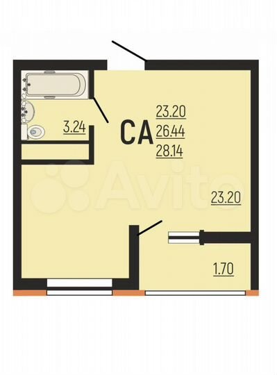 Квартира-студия, 28,1 м², 15/22 эт.