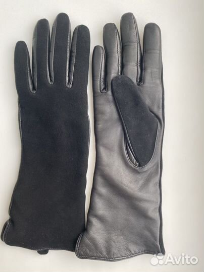 Перчатки кожа/замша новые 6-6,5р