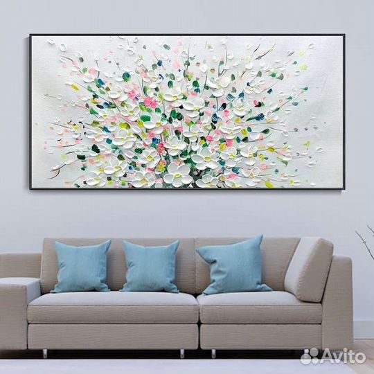 Объёмная картина маслом в подарок букет