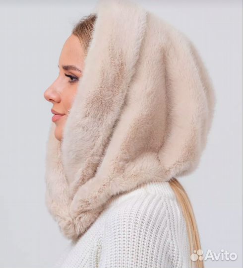 Меховой капюшон, капр размер 55-60