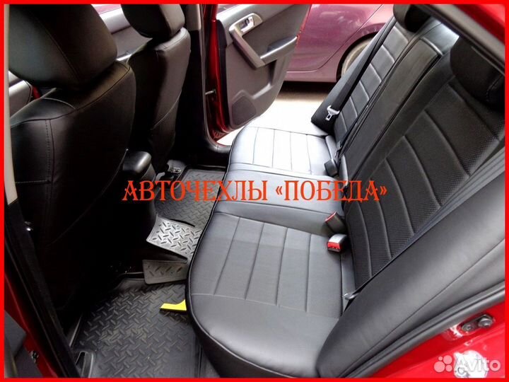 Чехлы Kia Cerato 2 из экокожи чёрные Классика