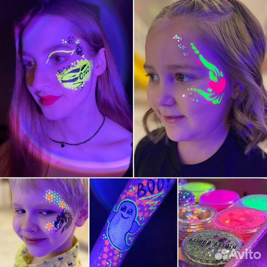 Аквагрим, причёски с канеколоном, блеск-тату