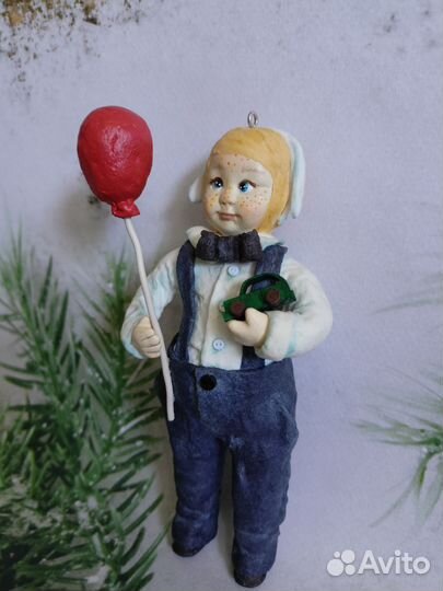 Ватные елочная игрушка Мальчик-зайчик