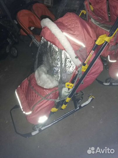 Детские санки коляска с колесами