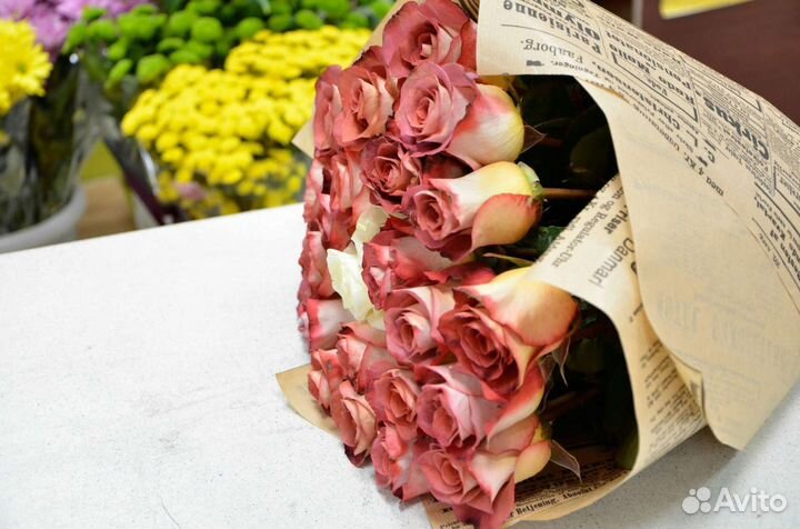 Цветы розы букет