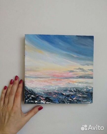 Абстракция маслом Морской пейзаж Маленькая картина