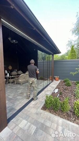 Безрамное остекления террасы, беседки, веранды