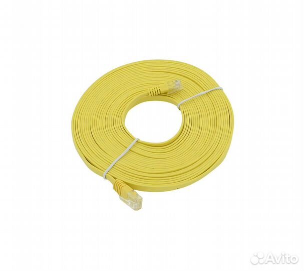 Патч-корд Flat cat5E плоский 7.5м, желтый