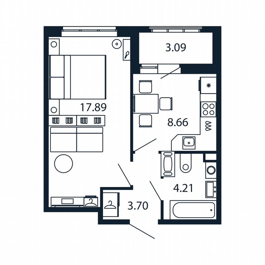 1-к. квартира, 34,3 м², 12/13 эт.