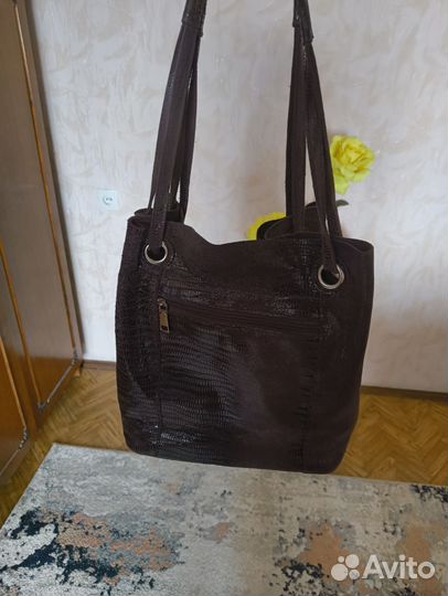 Сумка натуральная кожа коричневая бу