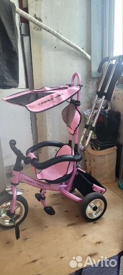 Детский велосипед трехколесный с ручкой