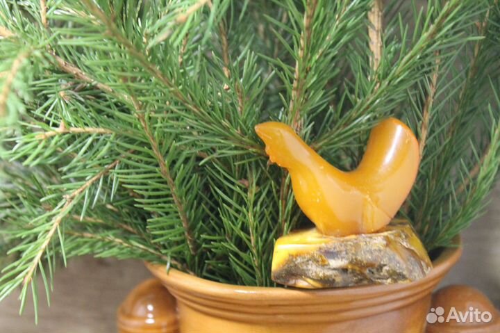 Ретро Янтарная Фигура Глухарь Из СССР Янтарь