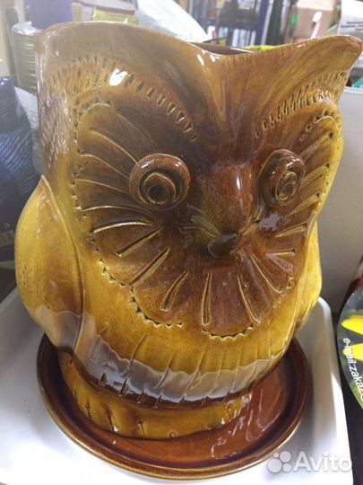 Кашпо керамика филин