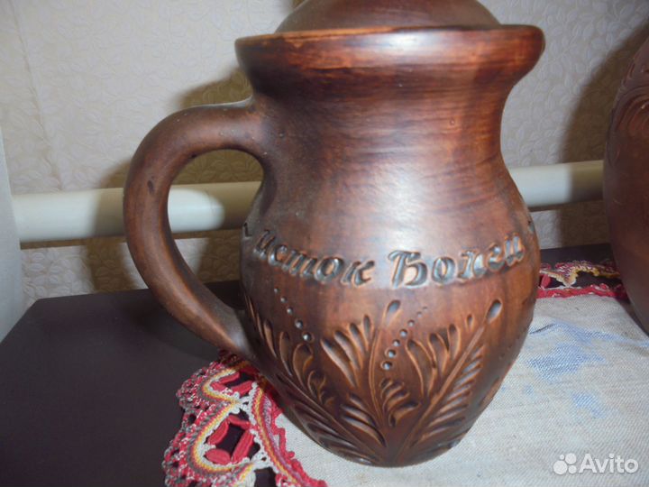 Кувшин глина объём 2,8 л Россия ручная работа