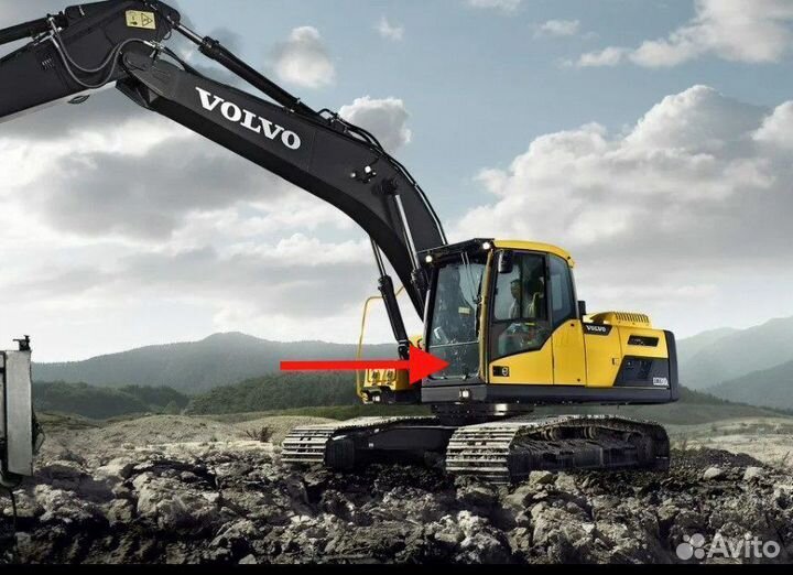 Стекло лобовое нижнее на экскаватор Volvo EC 220