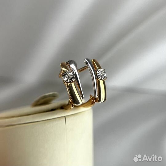 Золотые серьги 585 пробы с бриллиантами золото