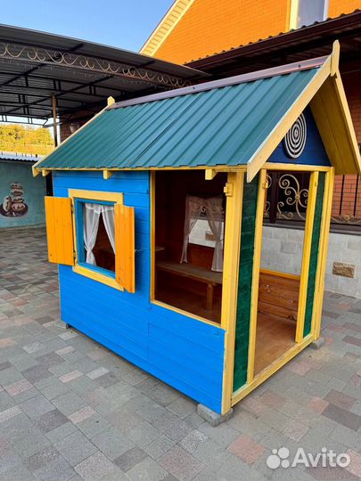 Детский игровой домик уличный деревянный