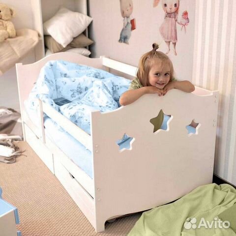 Кроватка для малыша высокий борт берёза сингл