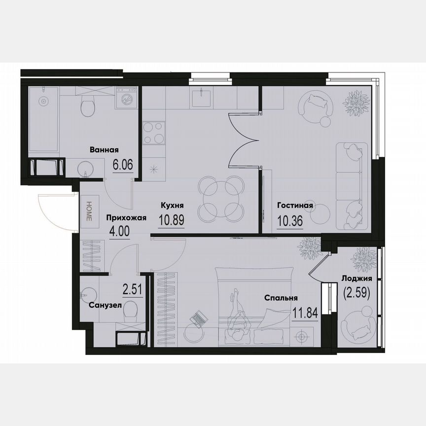 2-к. квартира, 47 м², 11/12 эт.