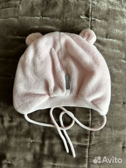 Шапка с ушками для девочки 6-12 месяцев