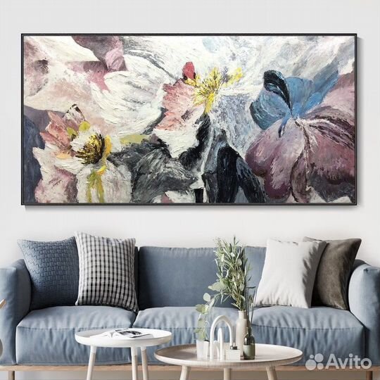 Картина маслом на холсте цветы ручная работа