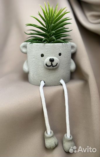 Кашпо декоративное с искусственными суккулентами