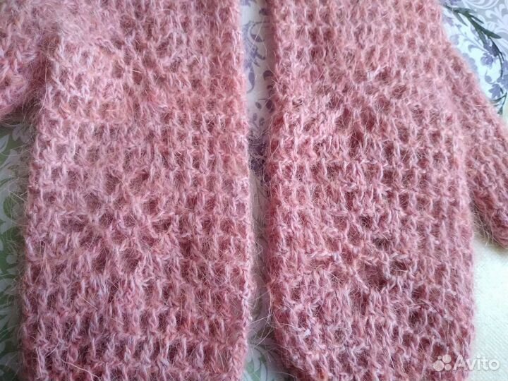 Варежки пуховые ажурные