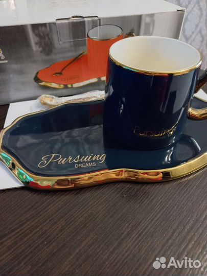 Кружка с блюдцем и ложечка Lenardi