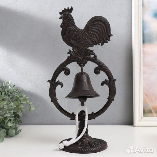 Колокол сувенирный чугун 'Петушок' 13,5х19,5х39 см