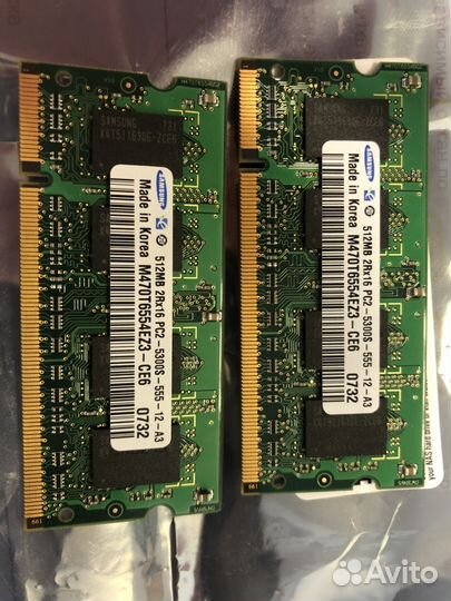 Оперативная память sodimm samsung 2x512