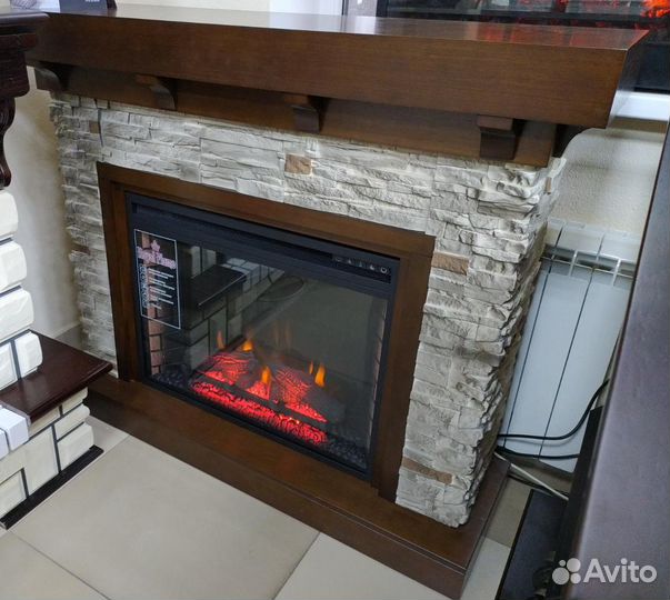 Электрокамин каменный Chalet c очагом Vision