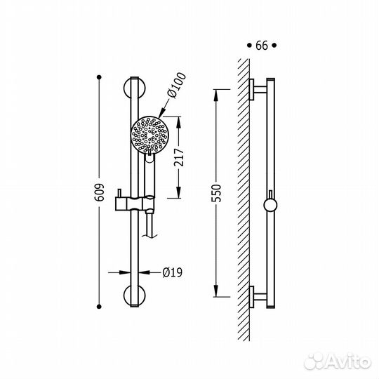 Душевой гарнитур Kit minimal Tres Showers 134628