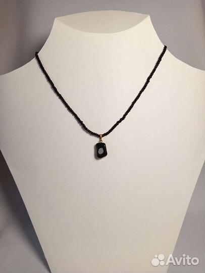 Комплект браслет и подвеска чёрные