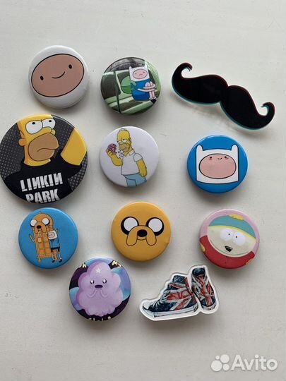 Значки:Время приключений,симпсоны,линкин парк