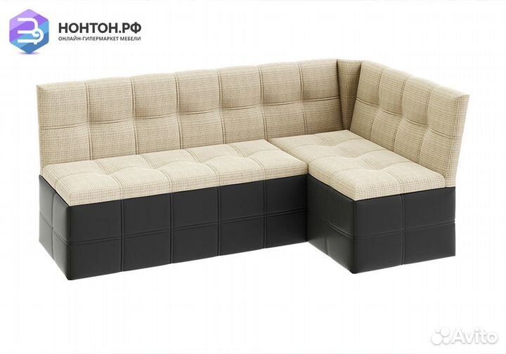 Скамья угловая Домино кожзам темный / ткань светла