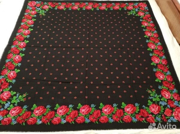 Шерстяной платок (шаль) винтажный, Чехословакия