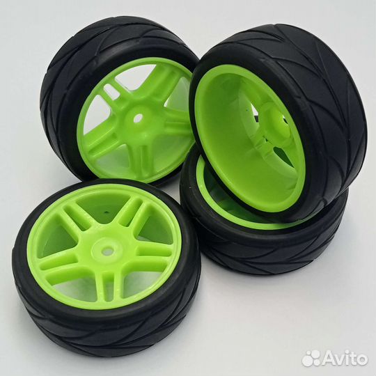 Колеса для шоссейных моделей 1/10 (зелёные), 4шт