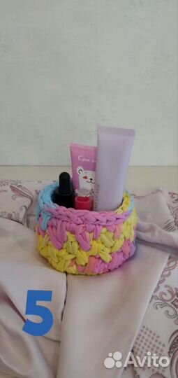 Корзина из трикотажной пряжи ручная работа