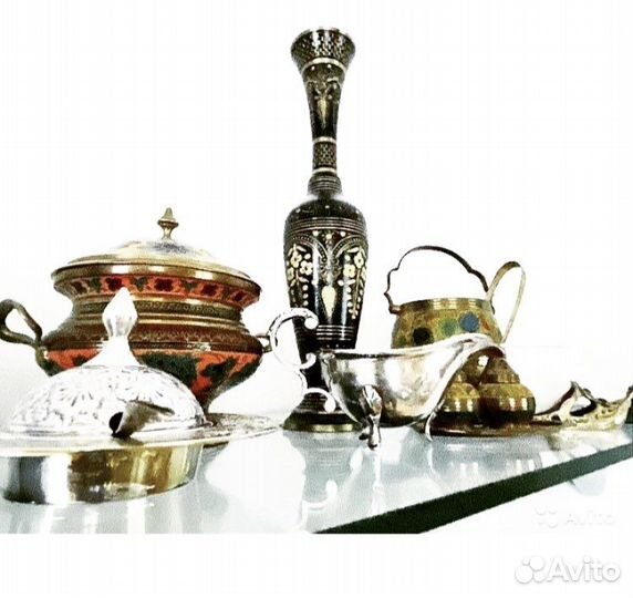 Вазы, ведро для льда,набор специй. Латунь. Индия