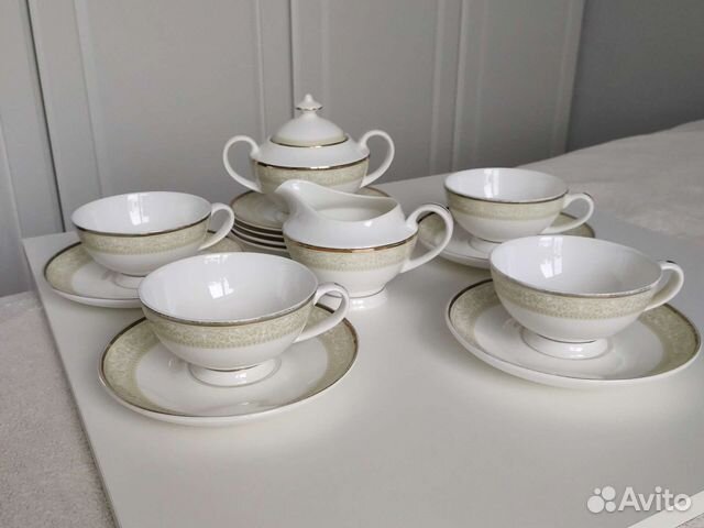 Сахарница Сливочник Чайная пара фарфор костяной