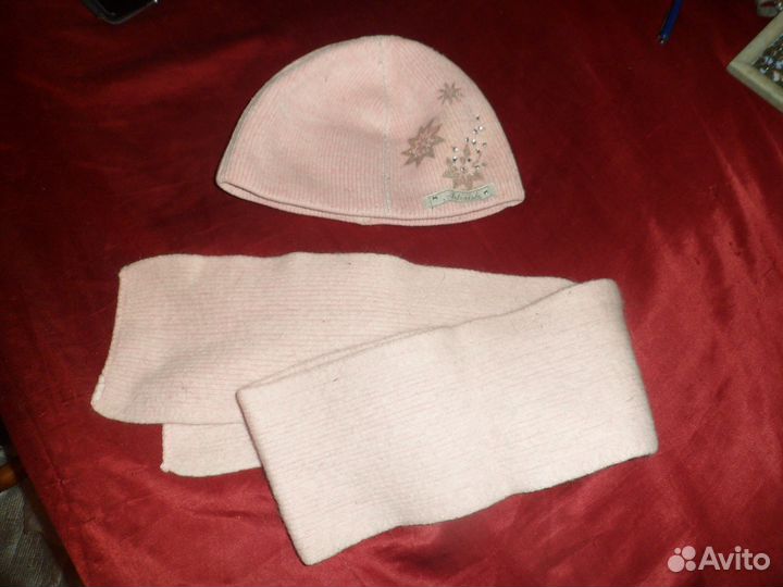 Шапка с флисом и шарф ангора детская/женская