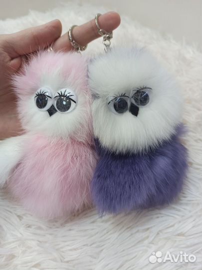 Брелок сова розовый